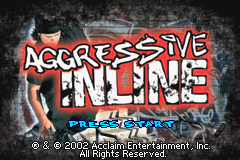 Aggressive Inline title screen for GameBoy Advance
